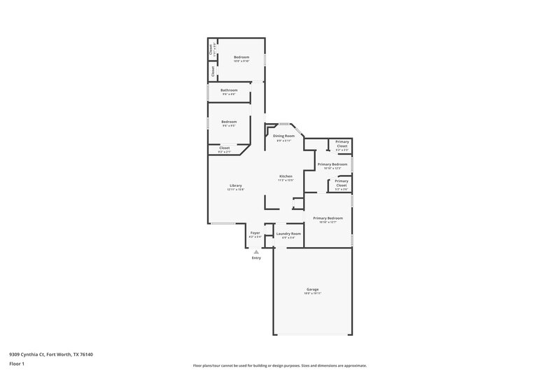 1,789/Mo, 9309 Cynthia Ct Fort Worth, TX 76140 Floor Plan View