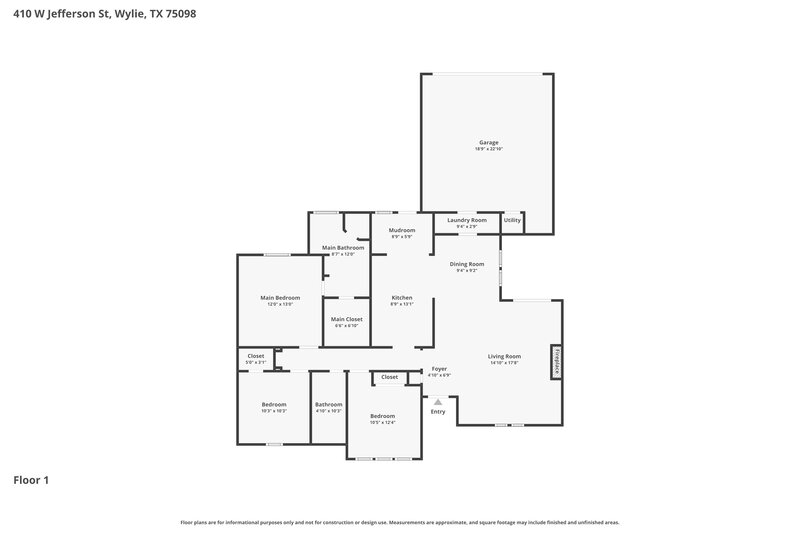 2,055/Mo, 410 W Jefferson St Wylie, TX 75098 Floor Plan View
