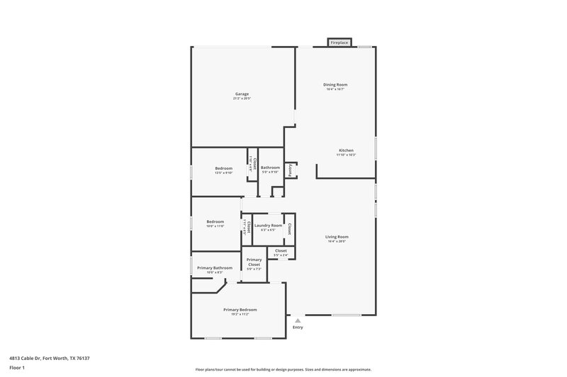 1,815/Mo, 4813 Cable Dr Fort Worth, TX 76137 Floor Plan View