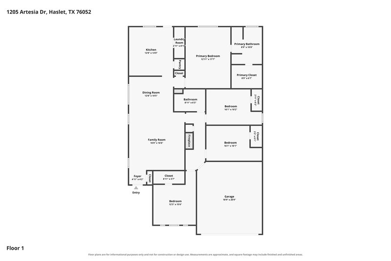1,980/Mo, 1205 Artesia Dr Haslet, TX 76052 Floor Plan View