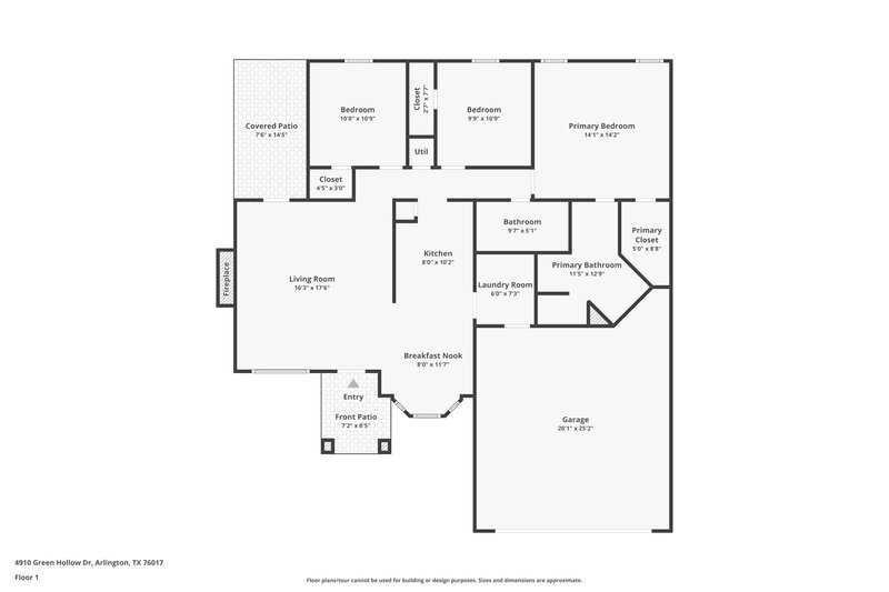 1,925/Mo, 4910 Green Hollow Dr Arlington, TX 76017 Floor Plan View