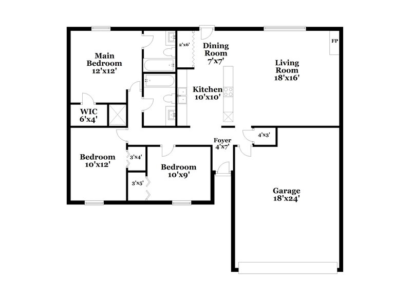 2,075/Mo, 603 S Waxahachie St Mansfield, TX 76063 Floor Plan View