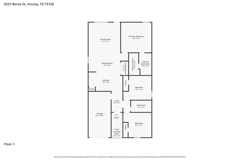 1,745/Mo, 5537 Berea St Forney, TX 75126 Floor Plan View