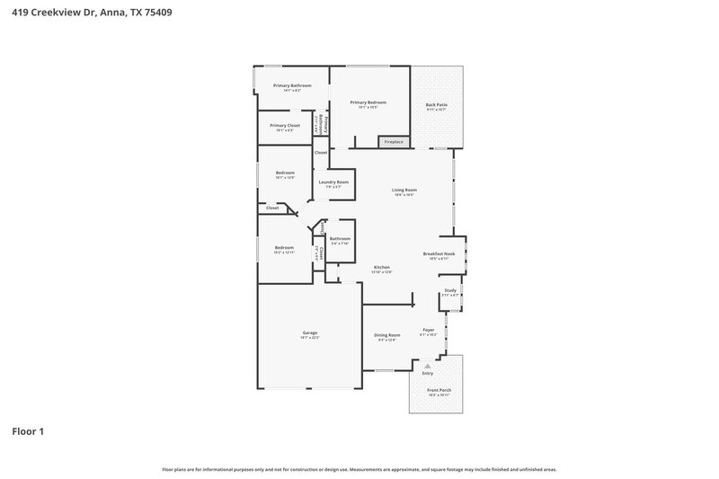 1,895/Mo, 419 Creekview Dr Anna, TX 75409 Floor Plan View