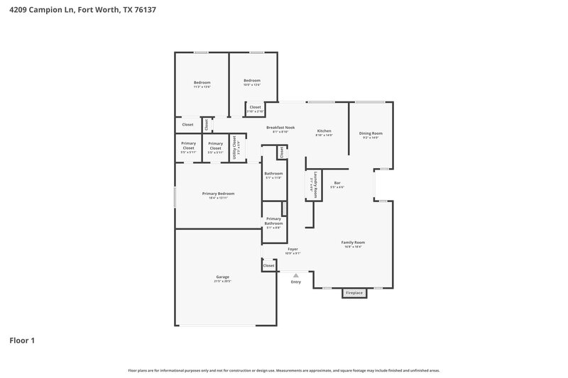 1,990/Mo, 4209 Campion Ln Fort Worth, TX 76137 Floor Plan View
