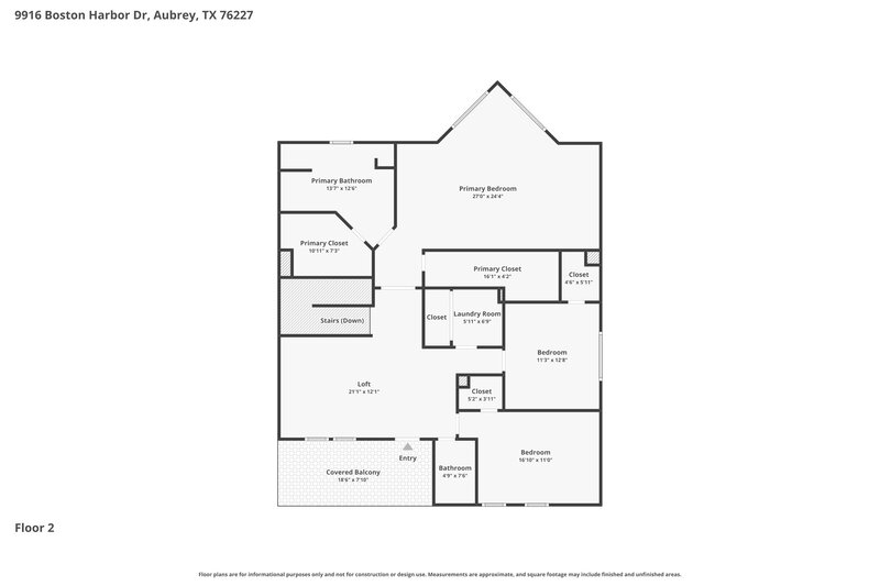 2,260/Mo, 9916 Boston Harbor Dr Providence Village, TX 76227 Floor Plan View 2