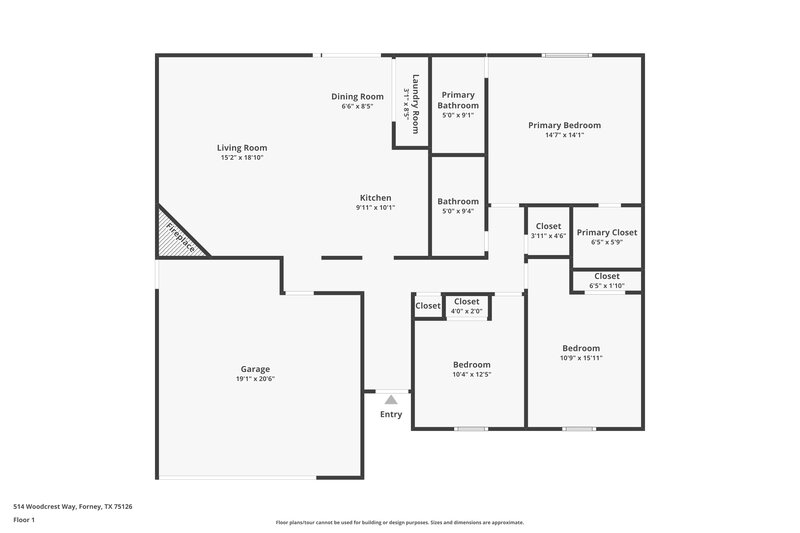 1,745/Mo, 514 Woodcrest Way Forney, TX 75126 Floor Plan View