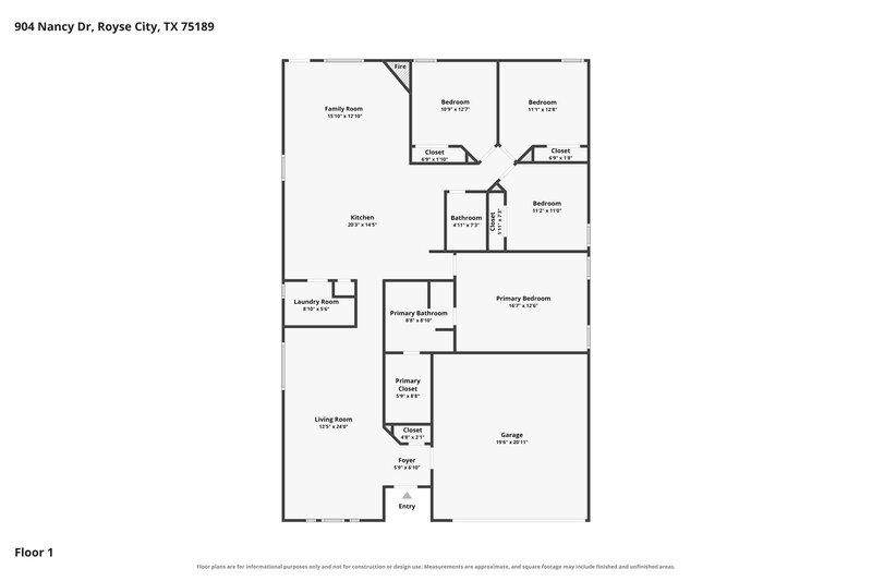 1,790/Mo, 904 Nancy Dr Royse City, TX 75189 Floor Plan View