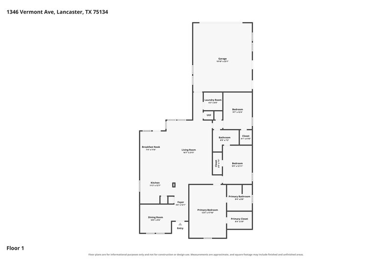 2,240/Mo, 1346 Vermont Ave Lancaster, TX 75134 Floor Plan View
