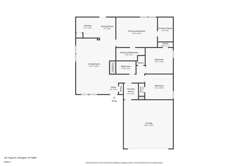 1,910/Mo, 327 Tioga Dr Arlington, TX 76002 Floor Plan View