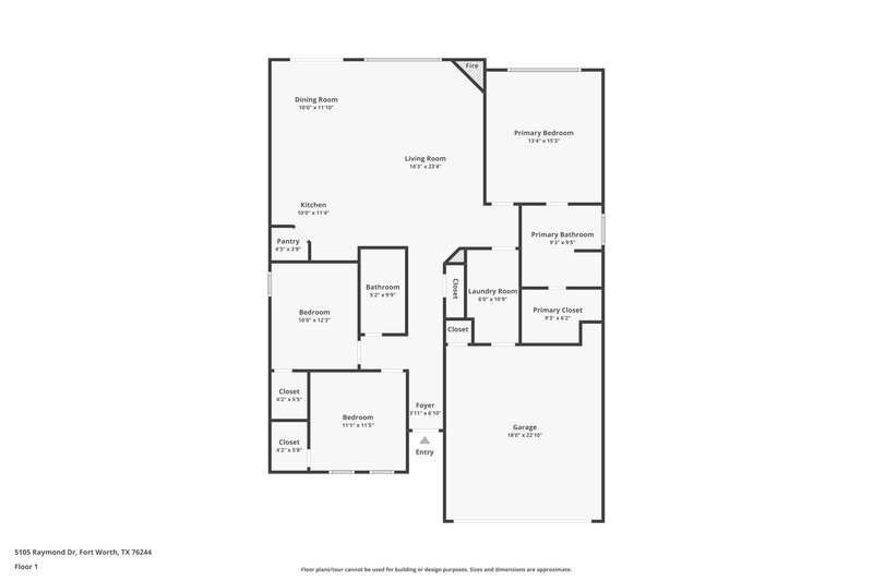 2,125/Mo, 5105 Raymond Dr Fort Worth, TX 76244 Floor Plan View