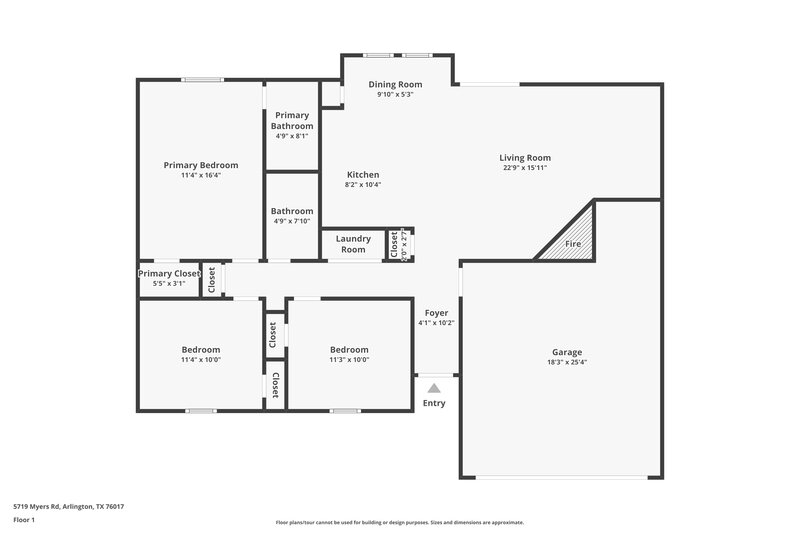1,820/Mo, 5719 Myers Rd Arlington, TX 76017 Floor Plan View