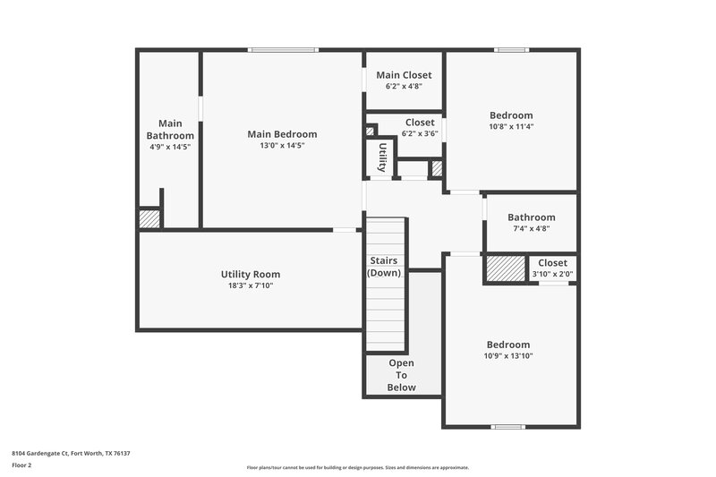 1,900/Mo, 8104 Gardengate Ct Fort Worth, TX 76137 Floor Plan View 2