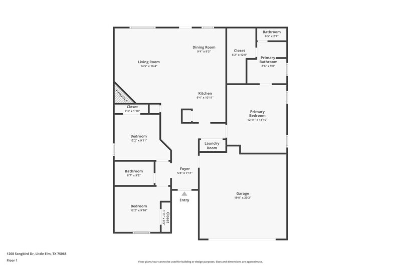 1,970/Mo, 1208 Songbird Dr Little Elm, TX 75068 Floor Plan View