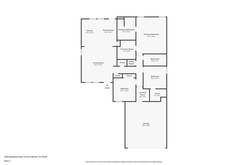 2,060/Mo, 7933 Meadow View Tr Fort Worth, TX 76120 Floor Plan View