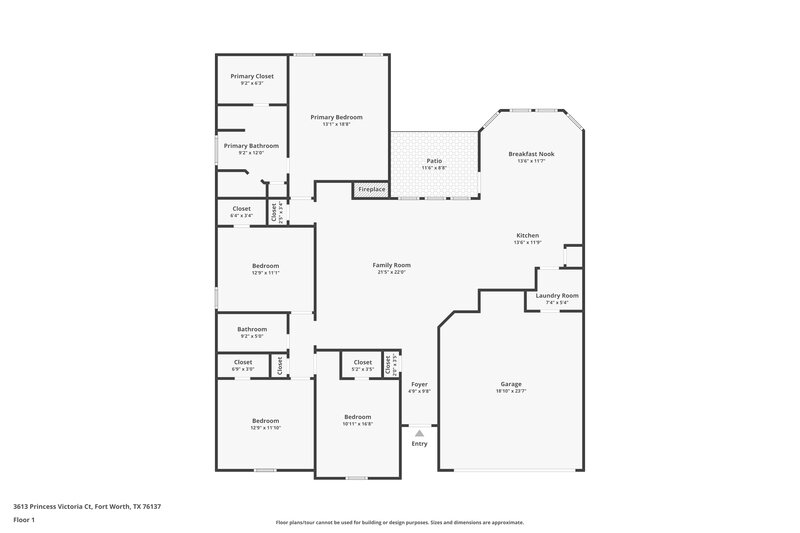 2,370/Mo, 3613 Princess Victoria Ct Fort Worth, TX 76137 Floor Plan View