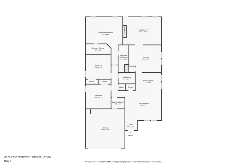 1,805/Mo, 3957 German Pointer Way Fort Worth, TX 76123 Floor Plan View