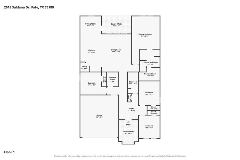 2,155/Mo, 2618 Saldana Dr Fate, TX 75189 Floor Plan View
