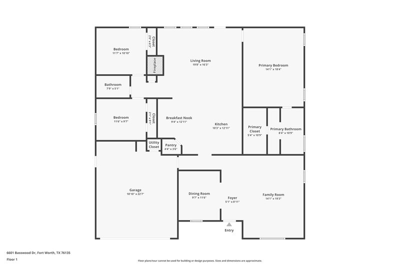 1,925/Mo, 6601 Basswood Dr Fort Worth, TX 76135 Floor Plan View