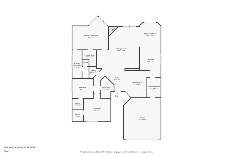 2,355/Mo, 6606 Beryl Dr Arlington, TX 76002 Floor Plan View