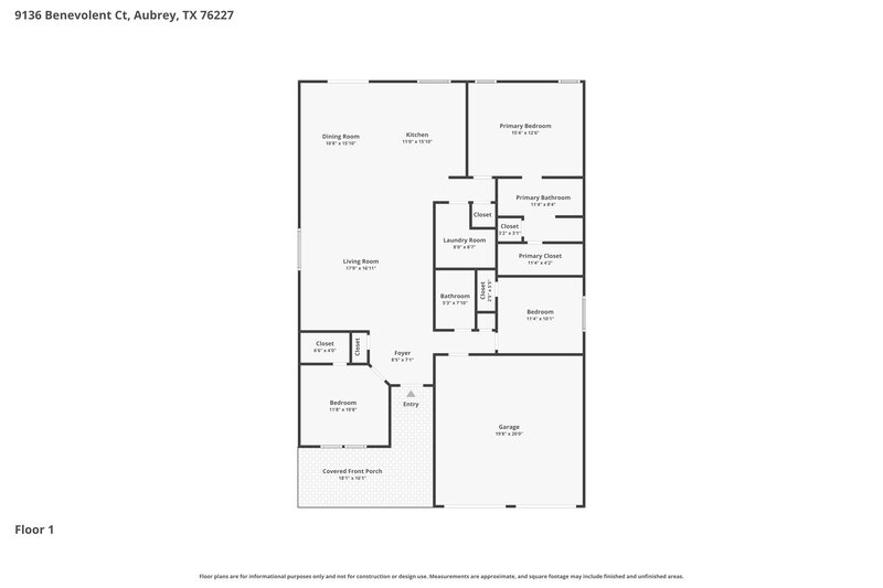 2,320/Mo, 9136 Benevolent Ct Aubrey, TX 76227 Floor Plan View