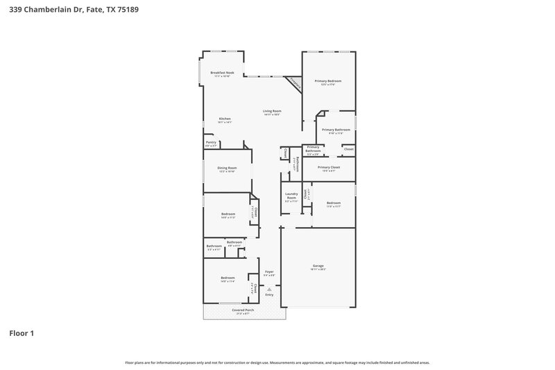 2,400/Mo, 339 Chamberlain Dr Fate, TX 75189 Floor Plan View
