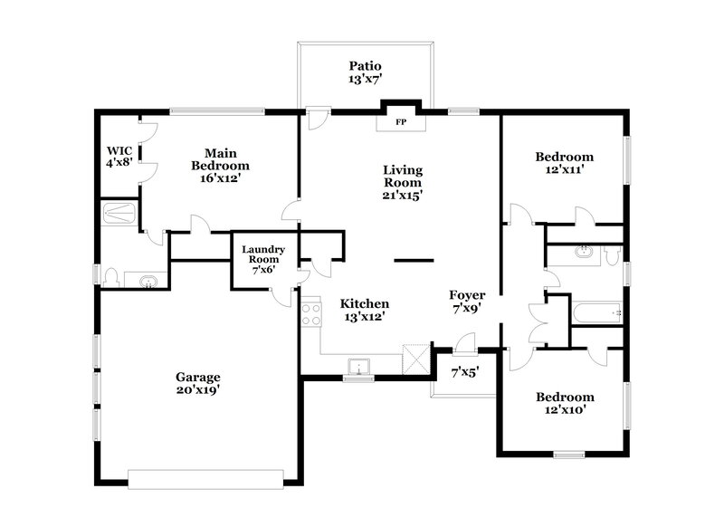 1,975/Mo, 710 W 7th St Justin, TX 76247 Floor Plan View
