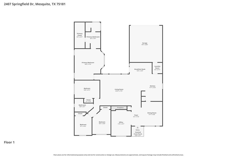 2,715/Mo, 2407 Springfield Dr Mesquite, TX 75181 Floor Plan View