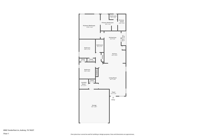 2,005/Mo, 8905 Tenderfoot Ln Aubrey, TX 76227 Floorplan View