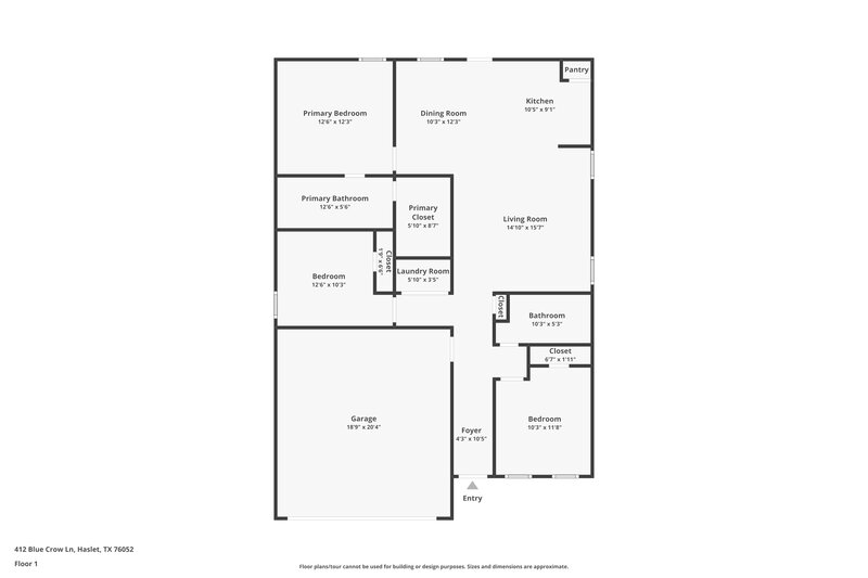 1,785/Mo, 412 Blue Crow Ln Fort Worth, TX 76052 Floor Plan View