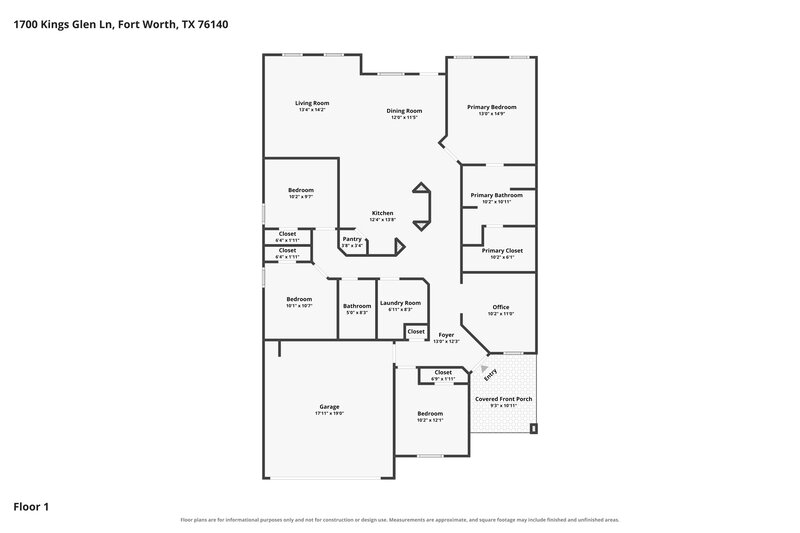 2,335/Mo, 1700 Kings Glen Ln Fort Worth, TX 76140 Floor Plan View