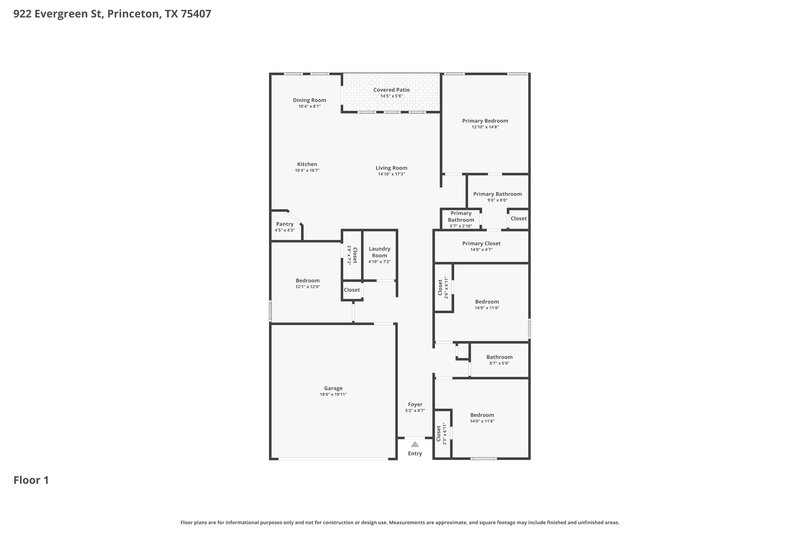 2,055/Mo, 922 Evergreen St Princeton, TX 75407 Floor Plan View
