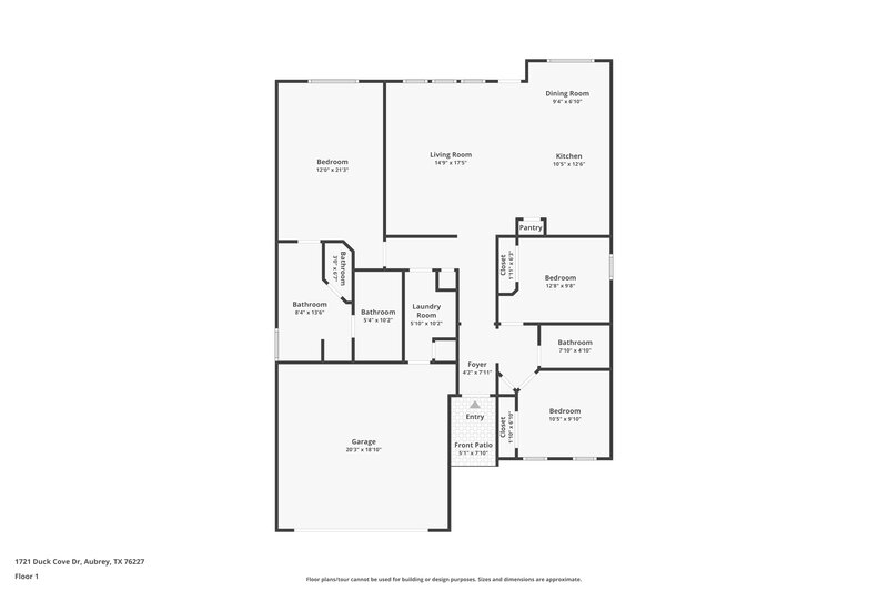 1,930/Mo, 1721 Duck Cove Dr Aubrey, TX 76227 Floor Plan View