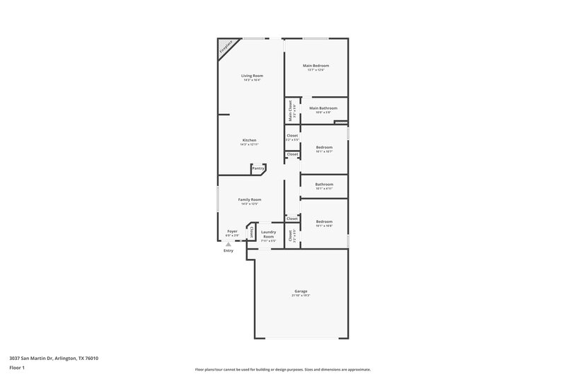 2,230/Mo, 3037 San Martin Dr Arlington, TX 76010 Floor Plan View