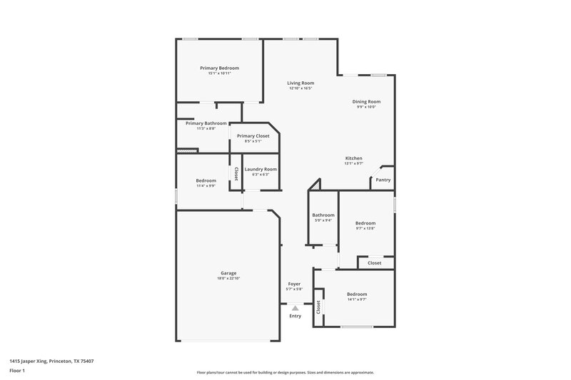 1,920/Mo, 1415 Jasper Xing Princeton, TX 75407 Floor Plan View