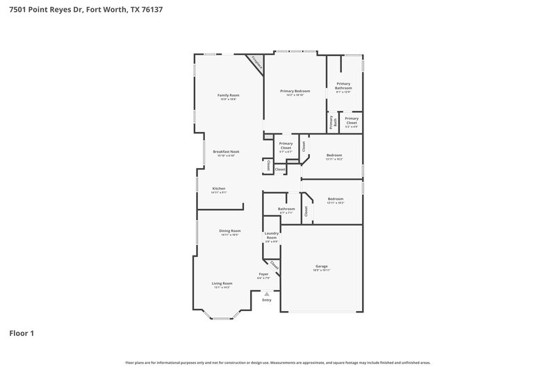 2,295/Mo, 7501 Point Reyes Dr Fort Worth, TX 76137 Floor Plan View