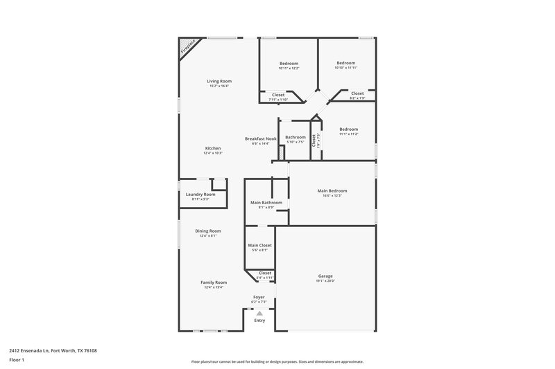 1,915/Mo, 2412 Ensenada Ln Fort Worth, TX 76108 Floor Plan View