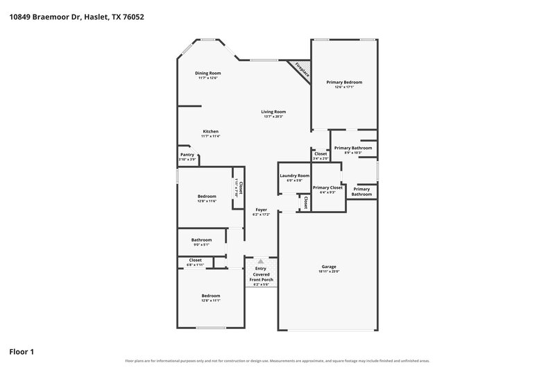 2,220/Mo, 10849 Braemoor Dr Haslet, TX 76052 Floor Plan View