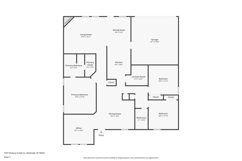 1,940/Mo, 1477 Hickory Creek Ln Rockwall, TX 75032 Floor Plan View