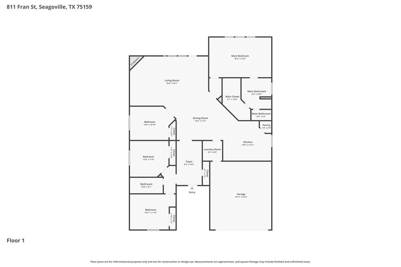 2,405/Mo, 811 Fran St Seagoville, TX 75159 Floor Plan View