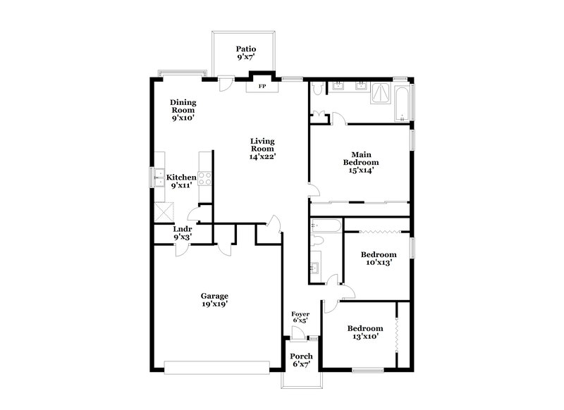 1,910/Mo, 9004 Willoughby Ct Fort Worth, TX 76134 Floor Plan View
