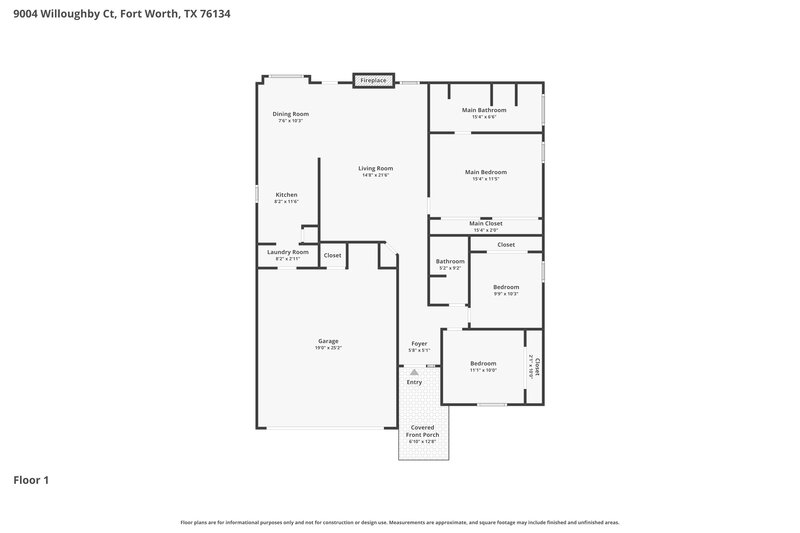 1,895/Mo, 9004 Willoughby Ct Fort Worth, TX 76134 Floor Plan View