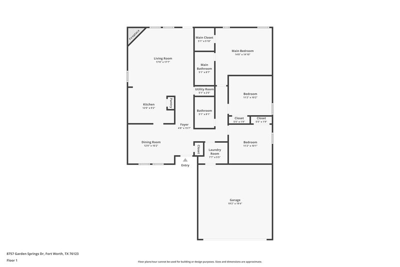 1,630/Mo, 8757 Garden Springs Dr Fort Worth, TX 76123 Floor Plan View