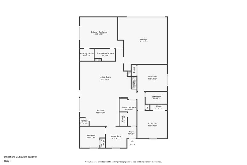 2,075/Mo, 8902 Miami Dr, Rowlett, TX 75088 Floor Plan View