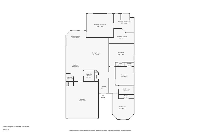 2,445/Mo, 948 Cheryl St Crowley, TX 76036 Floor Plan View