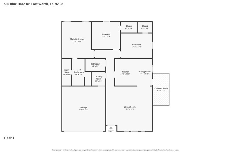1,935/Mo, 556 Blue Haze Dr Fort Worth, TX 76108 Floor Plan View