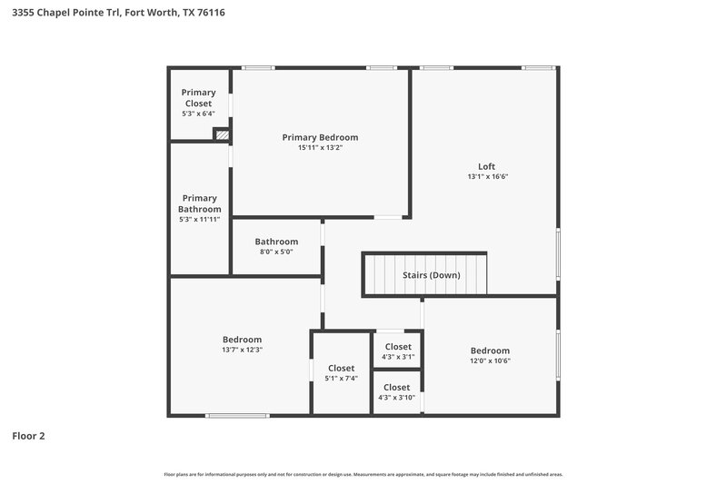 2,215/Mo, 3355 Chapel Pointe Trl Fort Worth, TX 76116 Floor Plan View 2