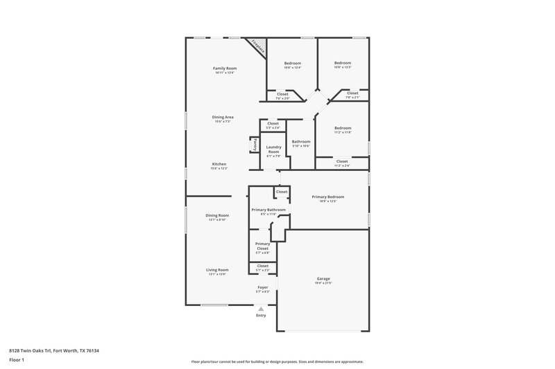 2,080/Mo, 8128 Twin Oaks Trail Fort Worth, TX 76134 Floor Plan View