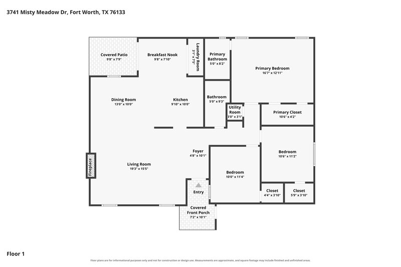 1,970/Mo, 3741 Misty Meadow Dr Fort Worth, TX 76133 Floor Plan View