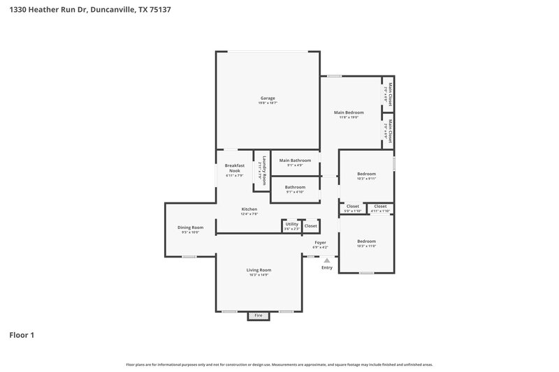1,925/Mo, 1330 Heather Run Dr Duncanville, TX 75137 Floor Plan View